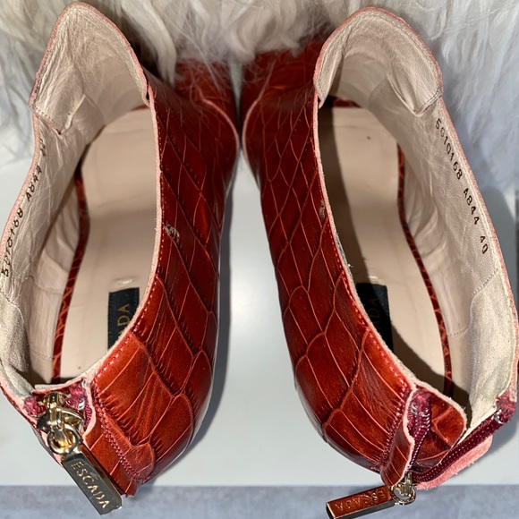 Escada Burnt Orange Prep Toe Bootie Size 39 - Picture 6 of 8